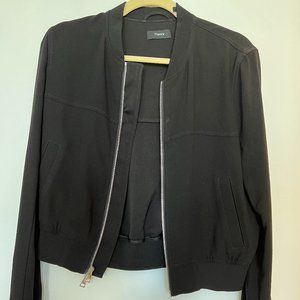 Theory Crepe Black Bomber Jacket (Size M)